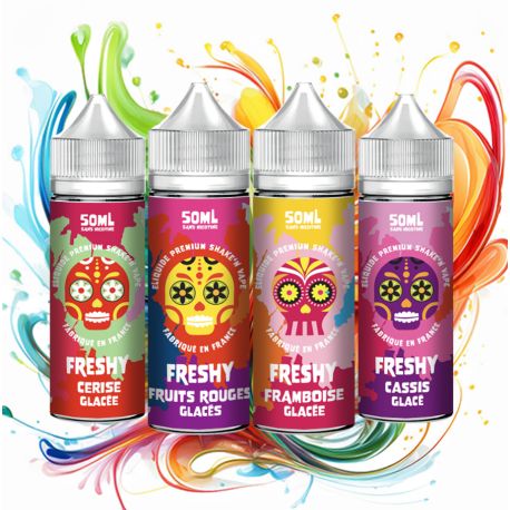 CERISE GLAC&Eacute;E, FRUITS ROUGES GLAC&Eacute;S, FRAMBOISE GLAC&Eacute;E, CASSIS GLAC&Eacute; 50ML - FRESHY