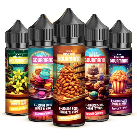 VANILLE DES ILES, MACARON SUCRE, CHOUCHOU PRALINE, BISCUIT CARAMEL, POP-CORN TOFEE 50ML - INSTANT GOURMAND