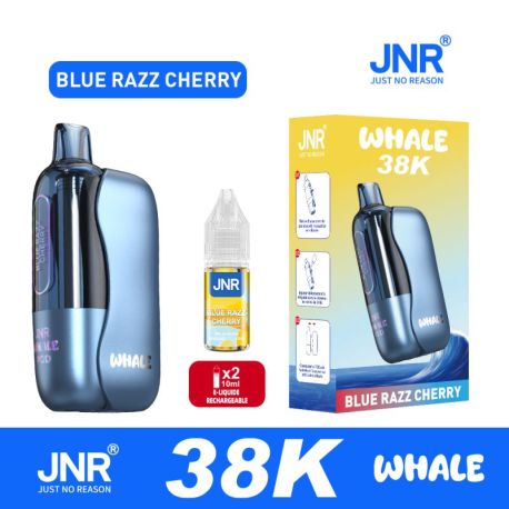 POD RECHARGEABLE - WHALE 38K JNR - BLUE RAZZ CHERRY